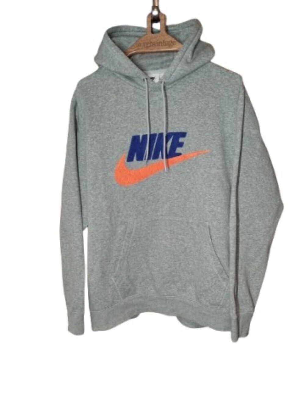 Mens XXL Nike Club Fleece Pullover Hoodie Smoke Grey/Safety Orange FN3104-063